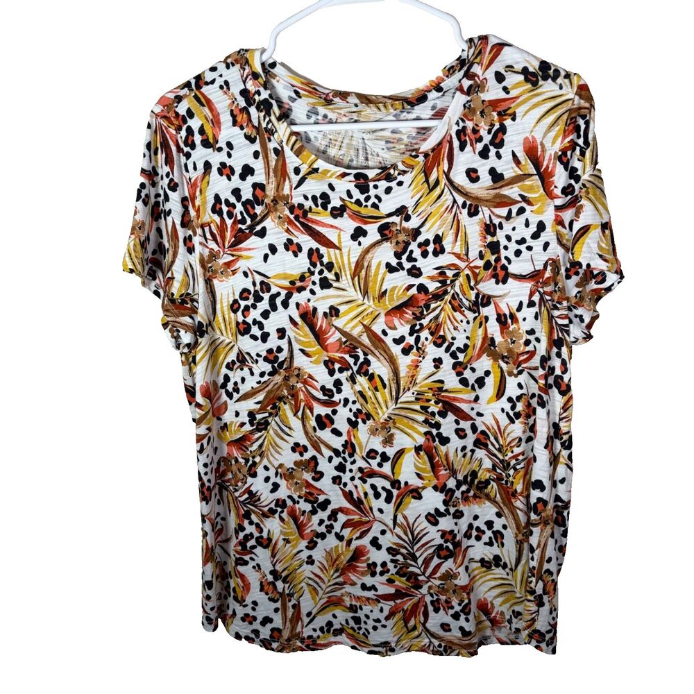 Blue Sol T-Shirt Women's XL Short Sleeve Floral Round Neck Casual Top Shirt